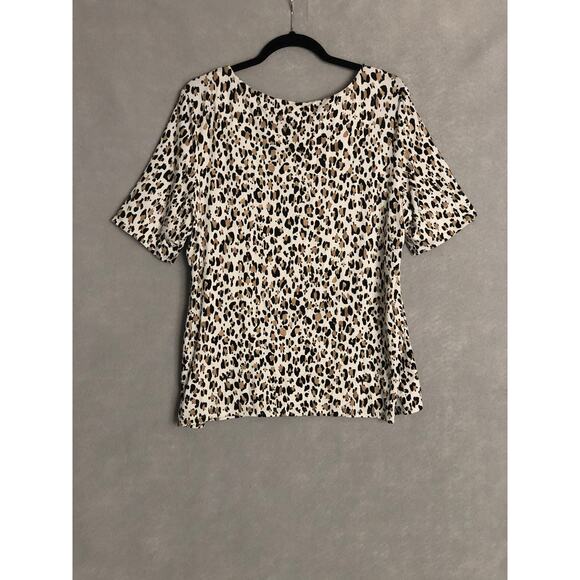 Chico's Women's 3 (XL) Leopard Print Short Sleeve Top - Picture 5 of 6